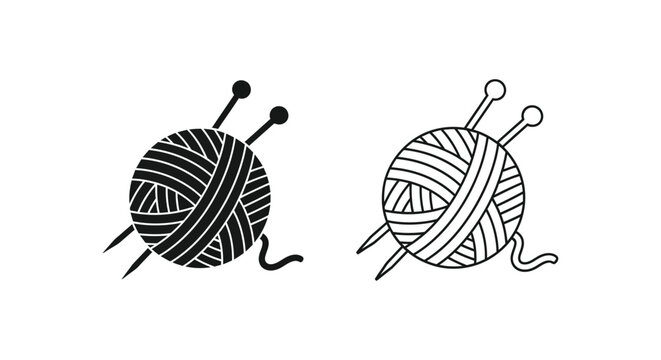Ball of yarn with knitting needles set