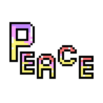 ピクセルアートなPEACEの文字アイコン⭐︎PNG
