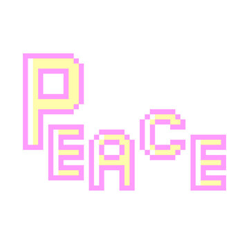 ピクセルアートなPEACEの文字アイコン♪PNG