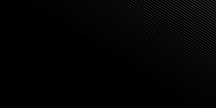 Black oblique straight line background. Masculine dark linear abstract wallpaper. Elegant luxury striped gradient texture. Grey diagonal lines backdrop for flyer, banner, poster, presentation. Vector