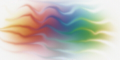 Obraz premium Abstract flowing wave pattern with soft rainbow spectrum colors on white background representing fluid motion and energy flow.