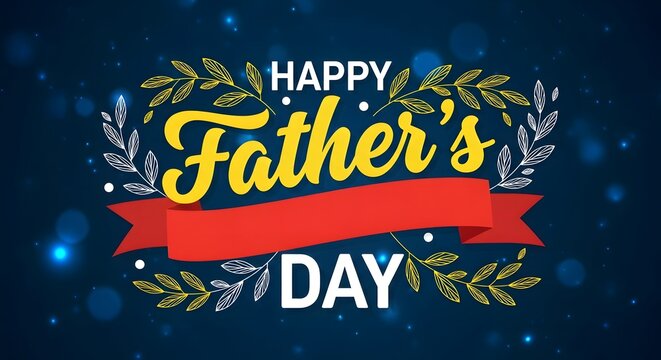happy fathers day text with blue background