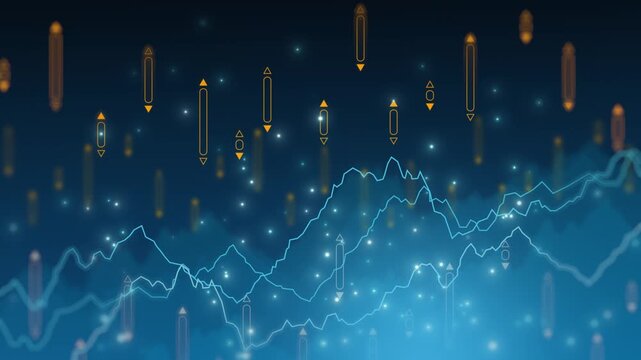 Chart stock exchange index layer candle, digital graph background, investment finacial economic business virtual background