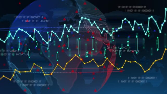 Global index diagram financial economic, stock market information line and chart, statistic display cyberspace analysis investment concept