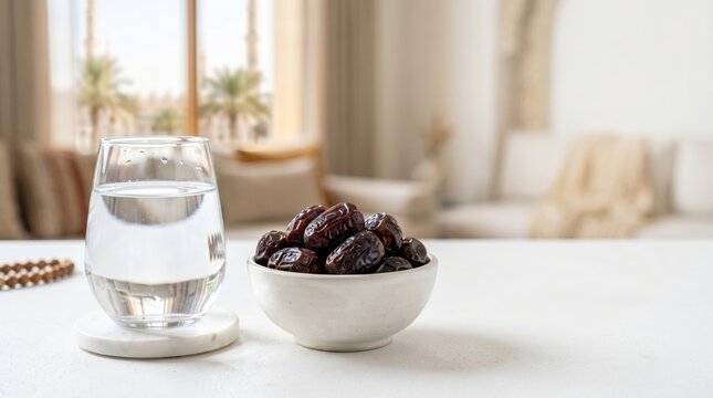 Traditional Ramadan Iftar with Dates and Water