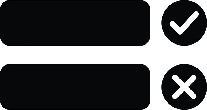 Silhouette of checkmark and cross icons for website interface design