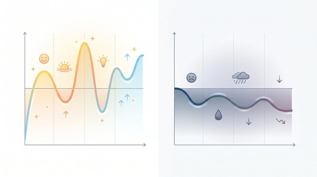 Split Mood Wave Comparison Graph Bipolar Concept Illustration