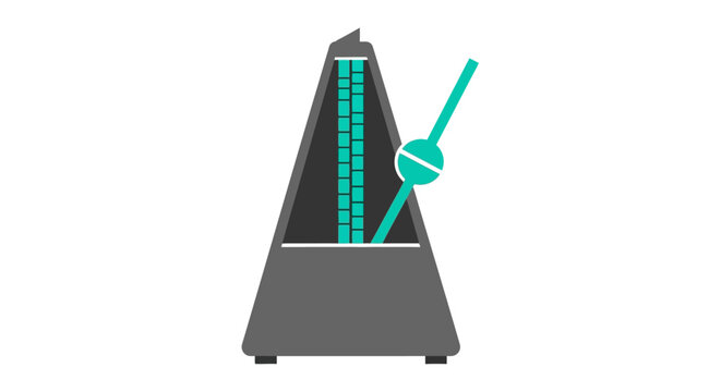 flat vector illustration of metronome with swinging pendulum