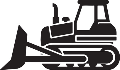 Bulldozer vector icon. construction machinery, earthmoving equipment, tractor isolated. © ontimefarhad