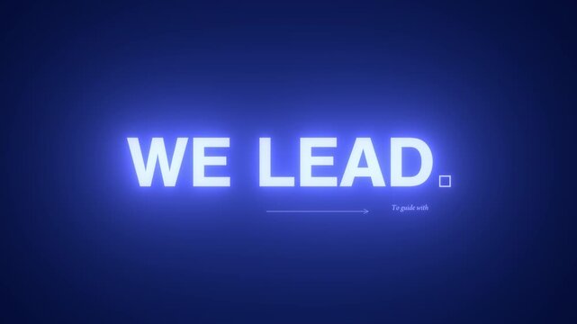 Glowing blue neon kinetic typography We Create We Inspire We Lead &mdash; animated text alpha channel creative agency design studio brand film 16:9