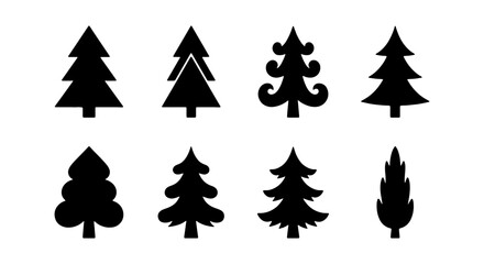 Obraz premium Set of various stylized christmas tree silhouettes