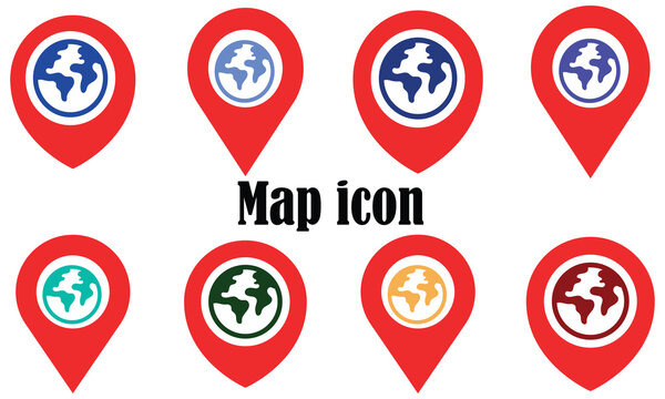 Google Maps icon set,  Map pin markers, Location icon symbol, Global Positioning system sign, vector illustration