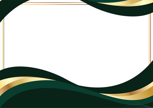 luxury Dark green and gold wavy abstract Certificate Template with elegant border