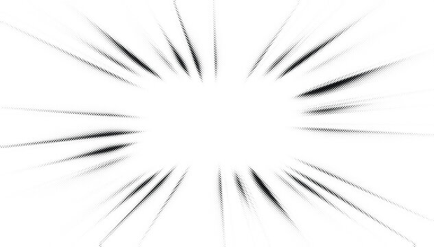 Manga speed burst effect halftone radial vector lines