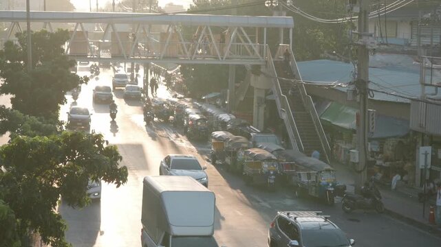 Bangkok Traffic Signal Light Low Angle Looking Up Thailand