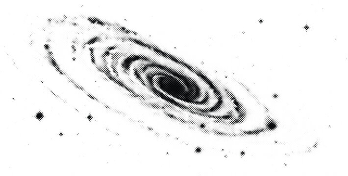 Spiral galaxy space nebula halftone dot vector element