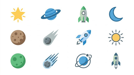 Collection of Space Icons and Illustrations. © Ramdani
