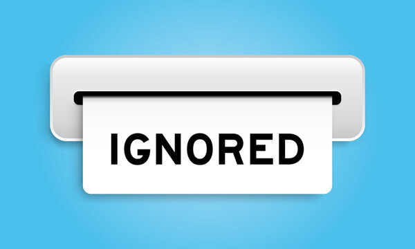 White coupon banner with word ignored from machine on blue color background
