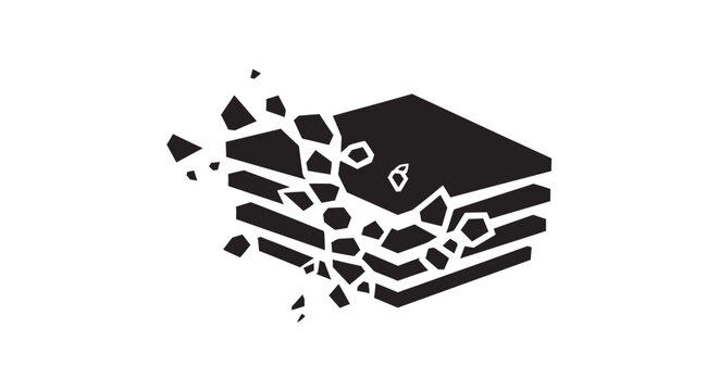 Icon of a stack of flat layers breaking apart.