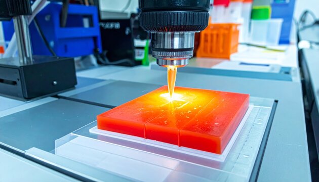Precision Laser Cutting of Red Tissue Sample Block