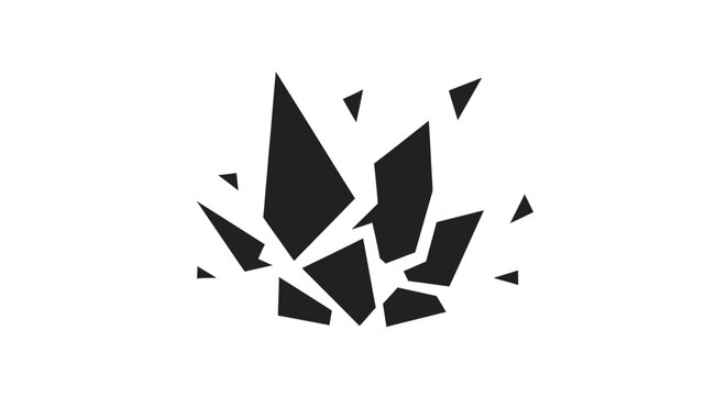 Abstract minimalist vector icon of shattered fragments or explosion.
