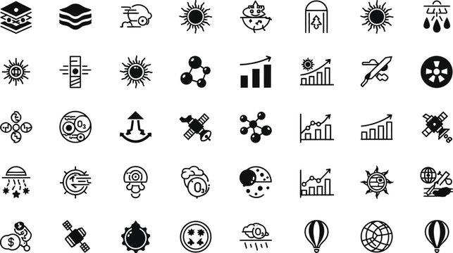 Icons depicting scientific progress and technological growth are organized in a clear, systematic visual grid format.