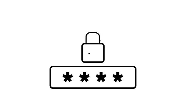 Animated password input field with unlocking padlock and correct login text on white background