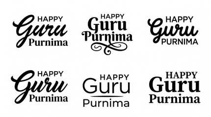 Obraz premium Happy Guru Purnima Typography – Spiritual Calligraphy for Indian Festival Greeting