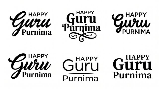 Happy Guru Purnima Typography &ndash; Spiritual Calligraphy for Indian Festival Greeting
