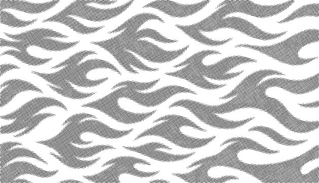 Abstract Halftone Fire Pattern Background in Black and White