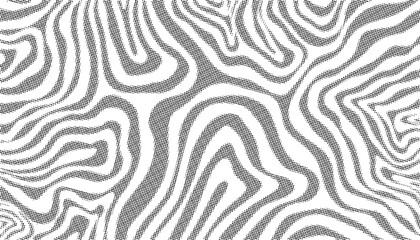 Fototapeta premium Abstract Halftone Organic Topographic Contour Line Seamless Black and White Curved Flowing Maze Repeat Pattern Background