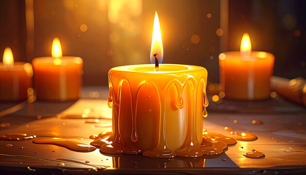 Warm Candle Light in Dark Room