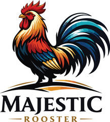 Generated on majestic rooster Logos Vector art on white background © Tania masud