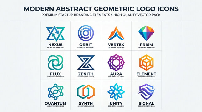 Modern abstract geometric logo icons for branding and startups