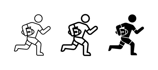 Fototapeta premium Rugby Player Icons, Running Athlete Vector Graphics, Sports Action Silhouette Collection