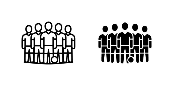 Soccer Team Icons, Football Players Group, Sports Team Silhouette, Teamwork Vector Graphics