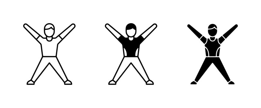 Fitness Exercise Icons, Jumping Jack Silhouette, Workout Poses, Active Lifestyle