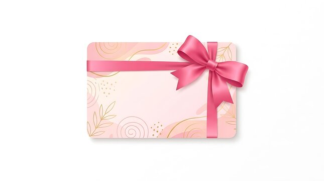 Elegant Pink Gift Card with Silk Bow and Gold Accents