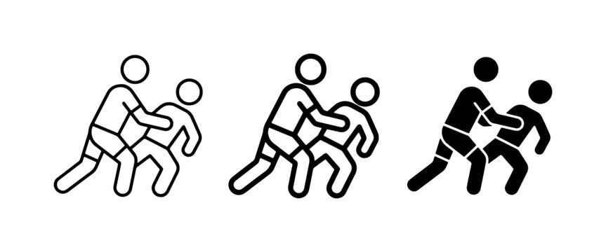 Wrestling Icons, Combat Sports Figures, Grappling Match Symbols