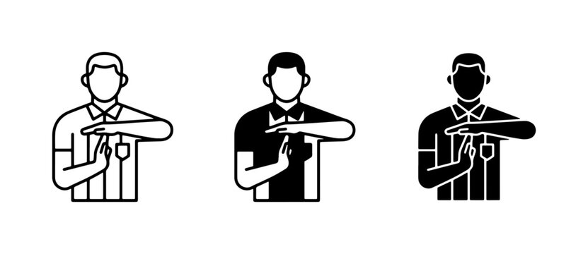 Referee Time Out Signal, Sports Official Gesture, Game Stop Icon