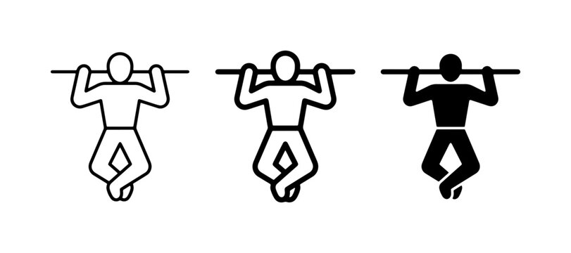 Fitness Icons: Pull-up Exercise, Workout Silhouette, Gym Graphic