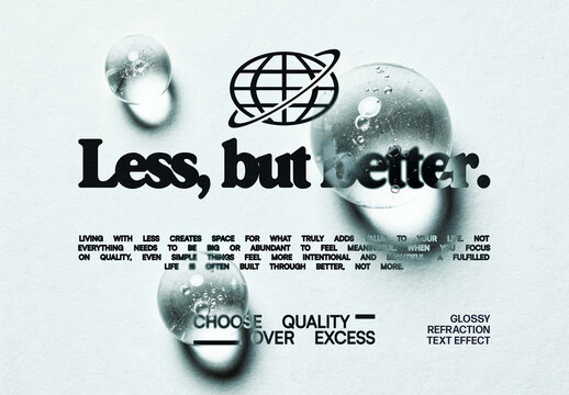 Glossy Refraction Text Effect - Bubble Drops Typography for Logo, Poster & Branding (PSD)