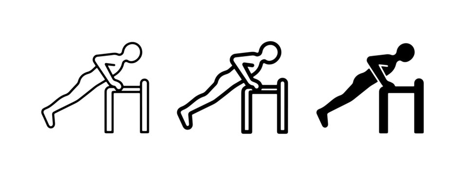 Dips Exercise Icons, Fitness Silhouette, Bodyweight Training Vector