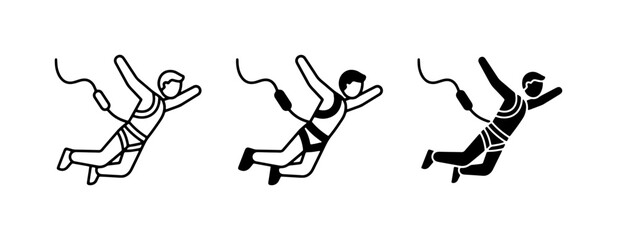 Bungee Jumping Icons, Extreme Sports Vector Graphics, Adventure Activity Symbols © Mominul
