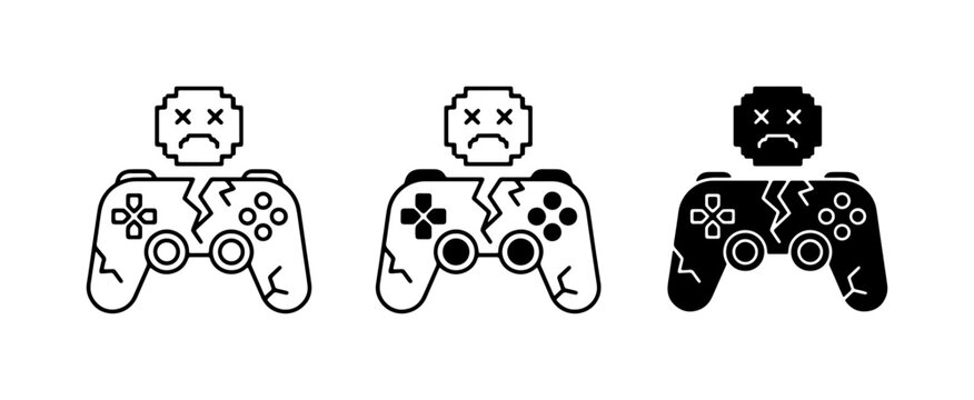 Broken Game Controllers, Sad Faces, Gaming Failure Icons