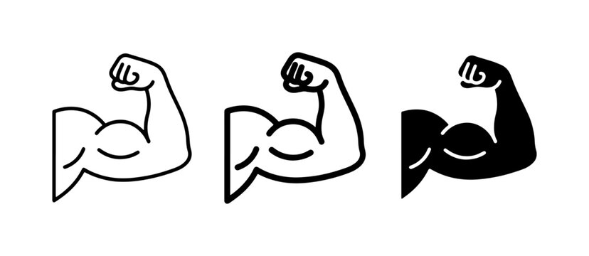 Bicep Flex Icons: Strength, Power, Fitness, Bodybuilding, Workout Symbols