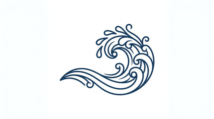 Fototapeta premium Stylized Ocean Wave Illustration with Water Droplets.
