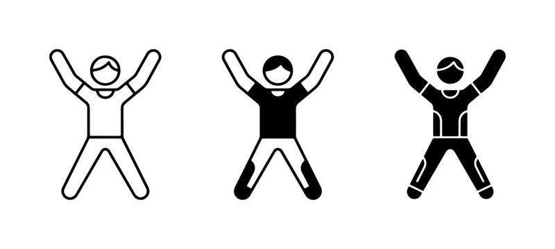 Jumping Jack Exercise Icons, Fitness Silhouette Set