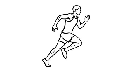 Fototapeta premium Line art illustration of a man running in a sprinting pose