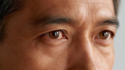 Naklejka premium Close-up of a Person's Eyes and Facial Features